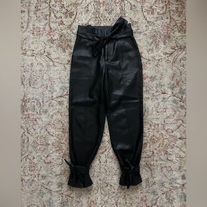 Lucy Paris, vegan leather, high waste pants, black, size XS